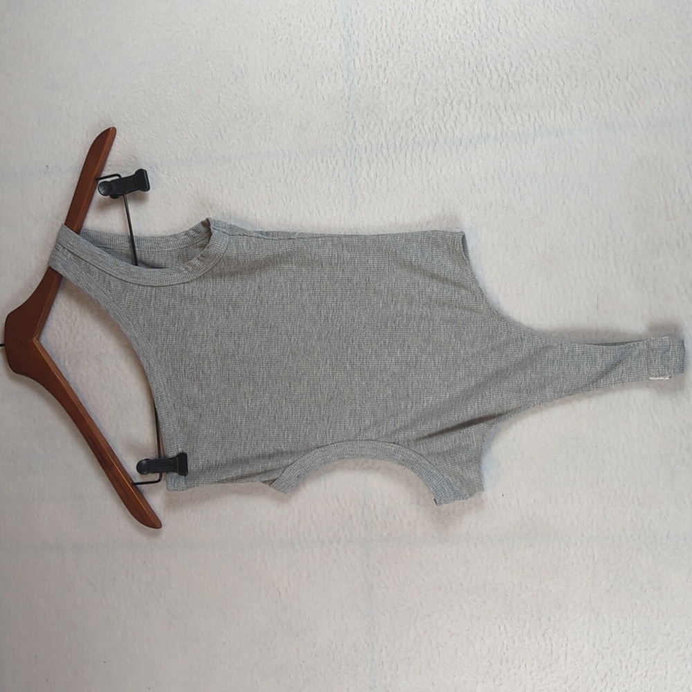 Emory Park Gray Womens Ribbed‎ One Shoulder Cutout Size S Bodysuit
